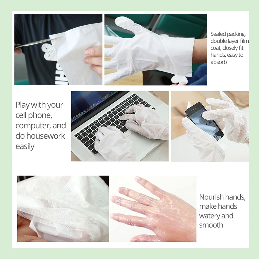 5Pair Avocado Hand Mask Exfoliating Calluses Repairing Cuticles Hand Mask Dry Skin Aging Sheet Whitening Moisturizing Spa Gloves
